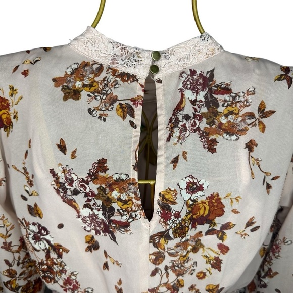 Hi-Neck Floral Cottagecore Midi Dress Lace Floral Pink Mauve Woman - Size S - Picture 8 of 10